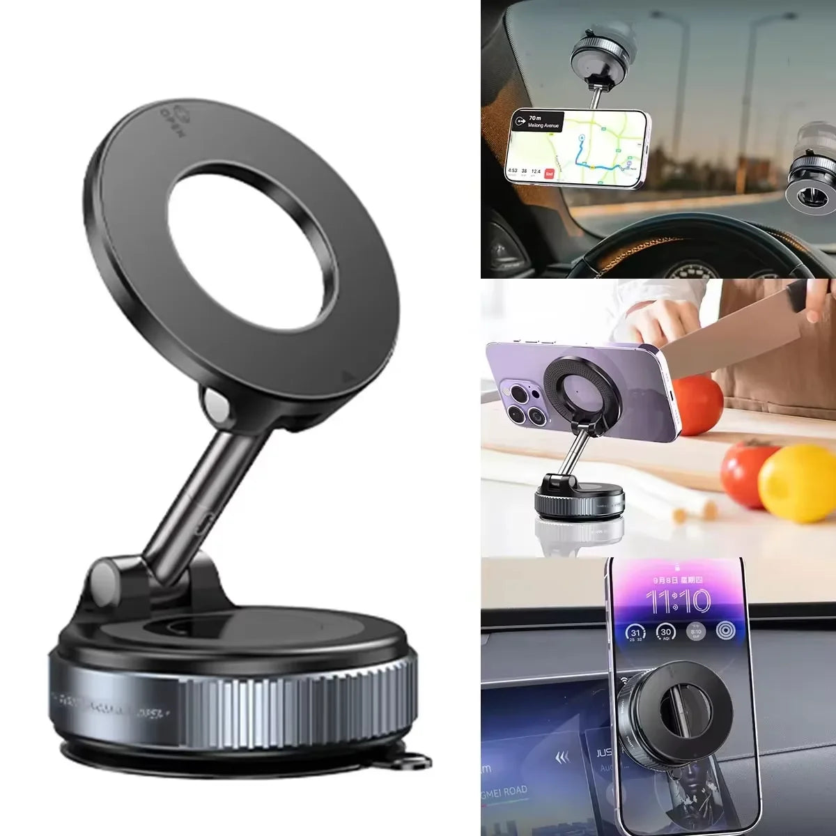 Magnetic Car Phone Holder 360° Vacuum Suction Mount Stand Car Phone Mount Zpaxo