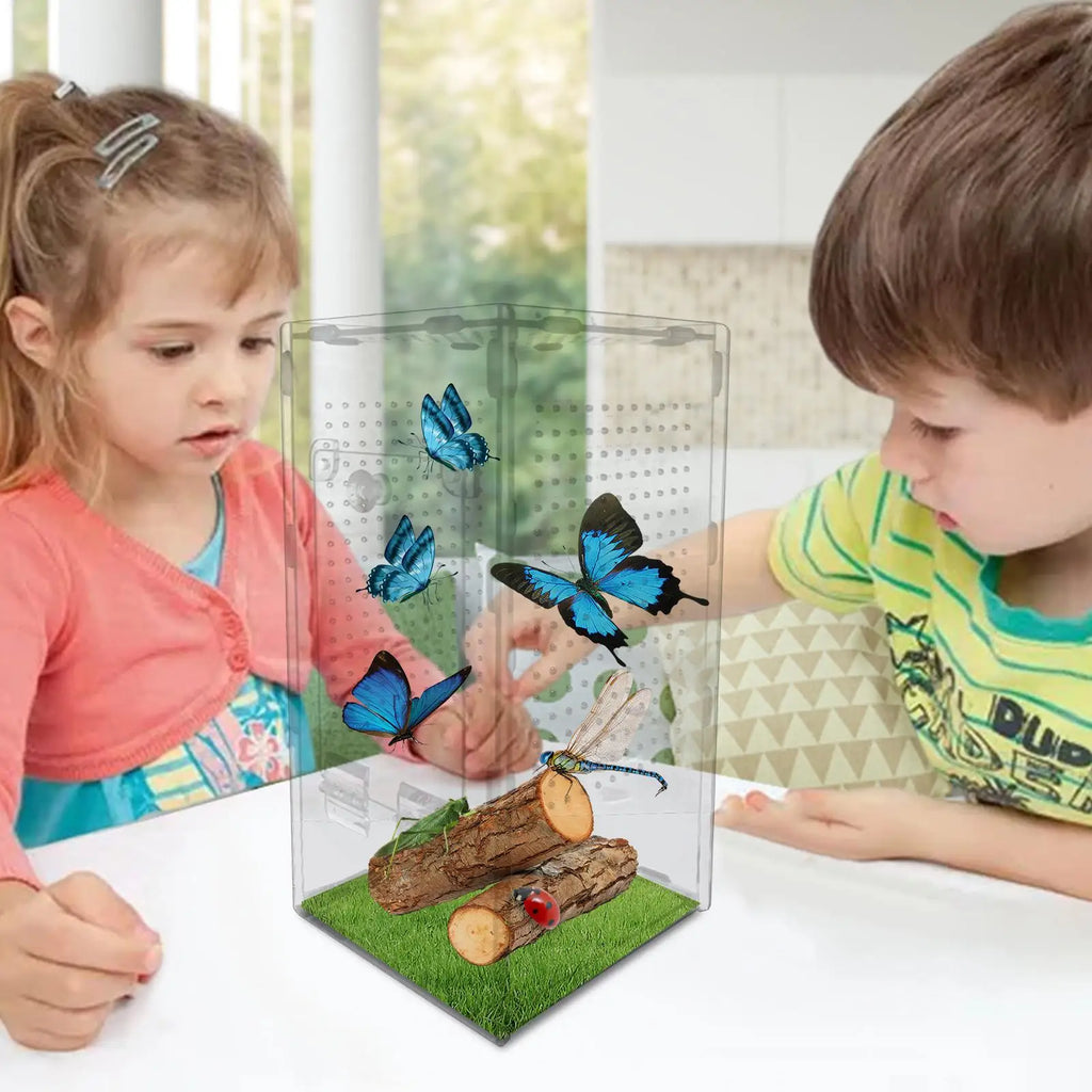 Jumping Spider Habitat Mantis Acrylic Terrarium Spider Enclosure Ventilated Reptile Animal Cage for Breeding Observation Frog Zpaxo