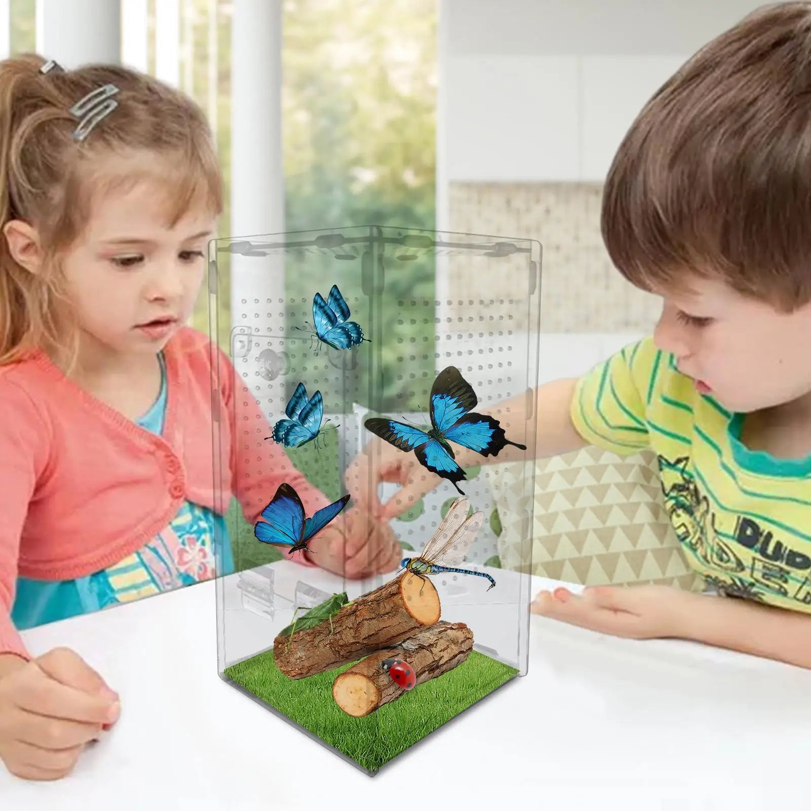 Jumping Spider Habitat Mantis Acrylic Terrarium Spider Enclosure Ventilated Reptile Animal Cage for Breeding Observation Frog Zpaxo