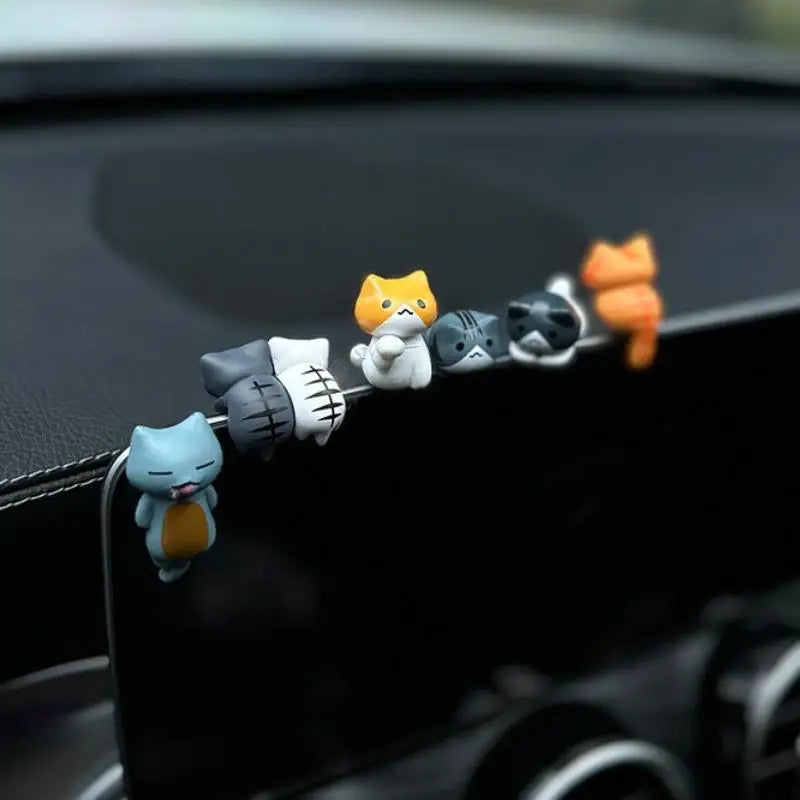 Cartoon Cat Figurines Car Dashboard Cute Miniature Accessories Zpaxo