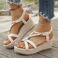 Women Wedge Sandals Roman Platform Sandals Summer Comfortable Non Slip Beach Shoes Woman Trend Designer Shoes Zapatos De Mujer Zpaxo Beige 42