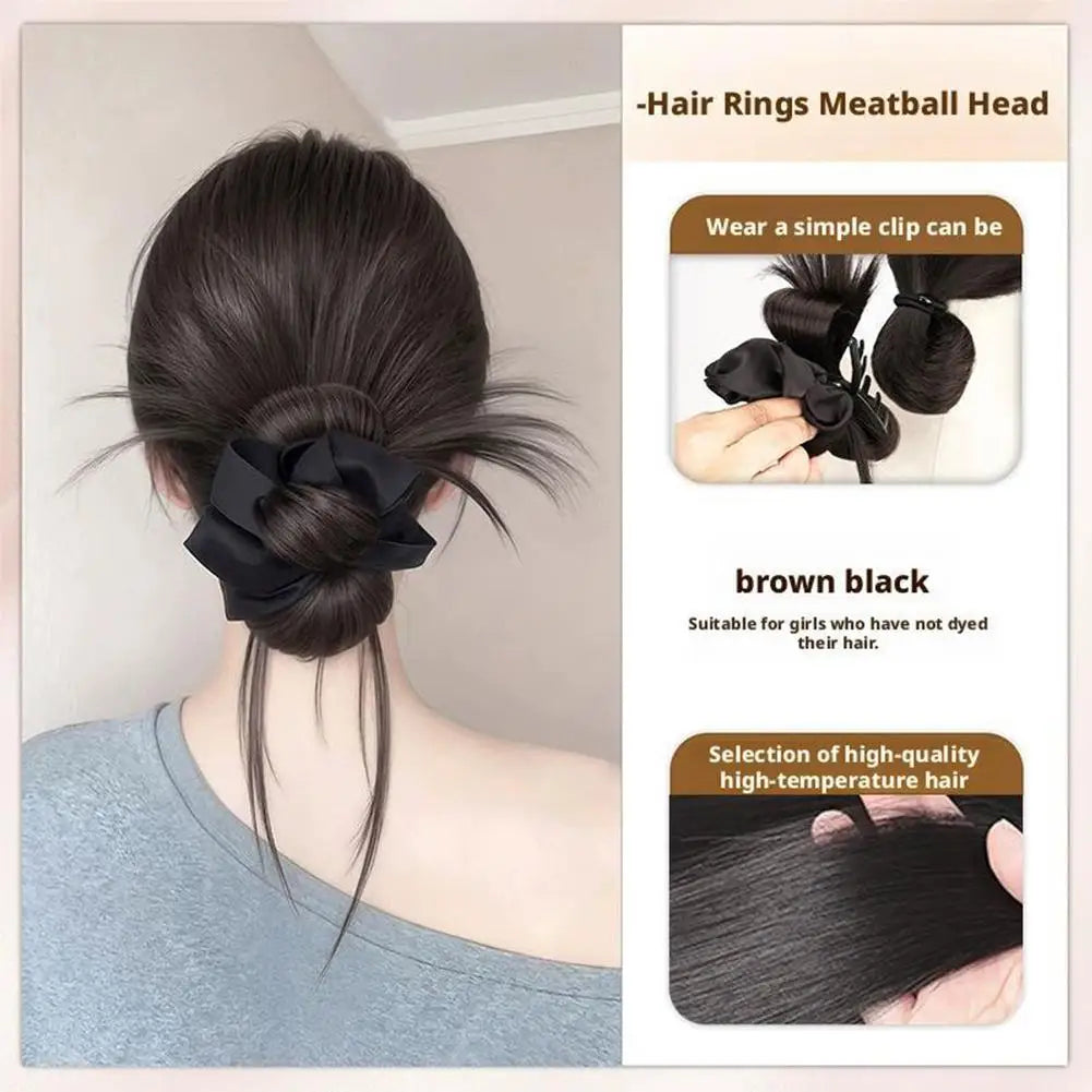 Feather Ball Messy Bun Hair Clip Scrunchie with Bow for Women Hair Bun Clip Zpaxo