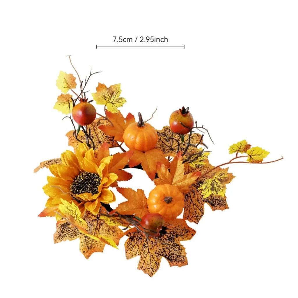 Candle Ring Artificial Wreath Home Decoration Autumn Wreath Harvest Wreath for Tabletop Holiday Thanksgiving Dining Room Home Zpaxo
