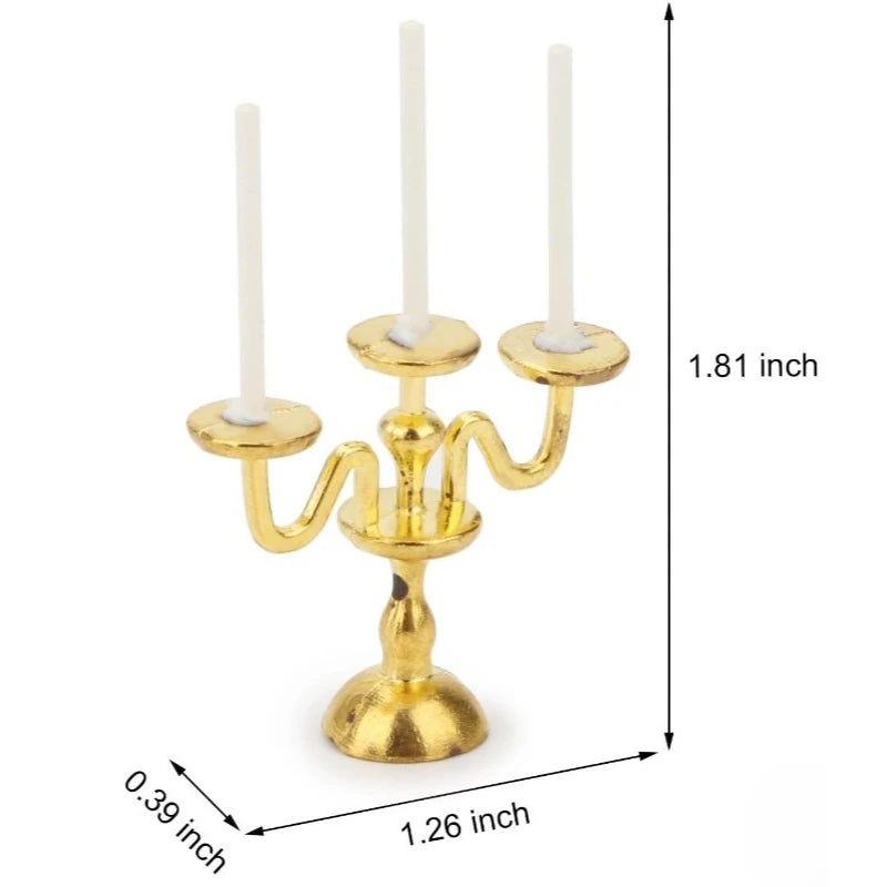 1:12 Miniature Vintage 3-Arm Candelabra – Dollhouse Décor