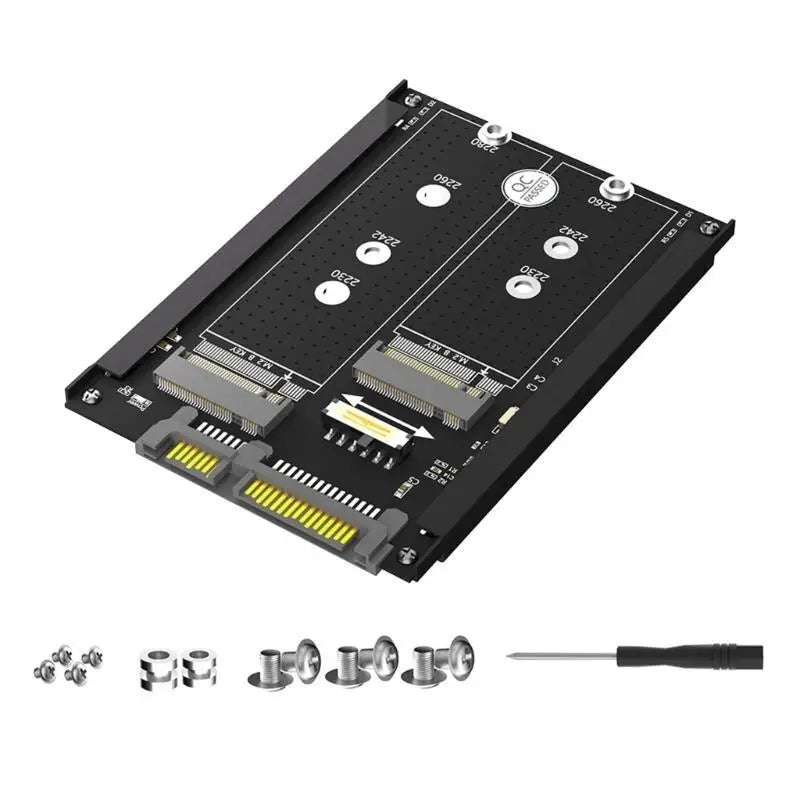 652F Double M.2 B SSDs to 2.5inch SATA3.0 Adapter with Frame Bracket SATA3.0 6Gbps Converters Adapter Card Replacement Zpaxo
