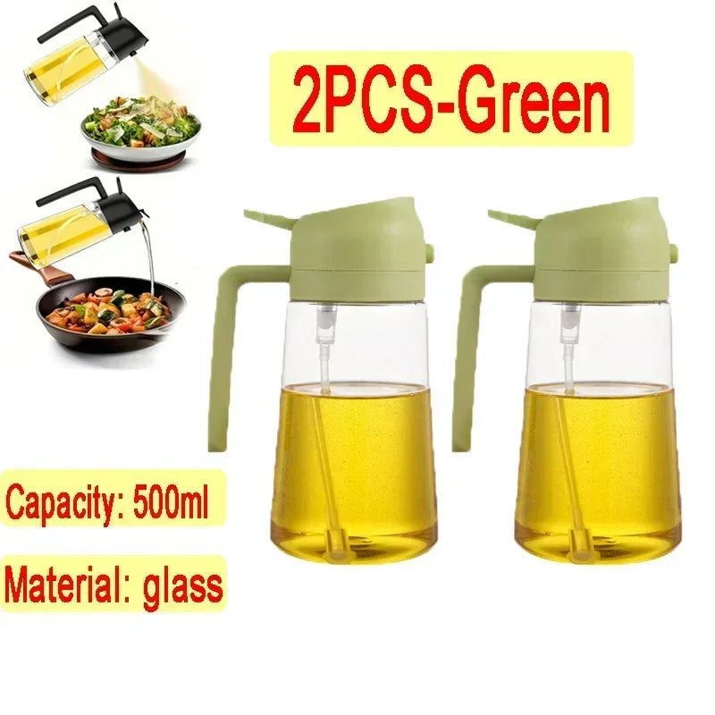 Oil Spray Kitchen Glass Oil Spray Bottle 500ml Olive Oil Sprayer Camping BBQ Kitchen Baking BBQ Picnic Kitchen Tools Zpaxo 2pcs-green