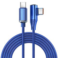 90° USB-C Fast Charging Cable PD 120W | 1m & 2m Right Angle USB-C Charging Cable Zpaxo Blue 0.25m
