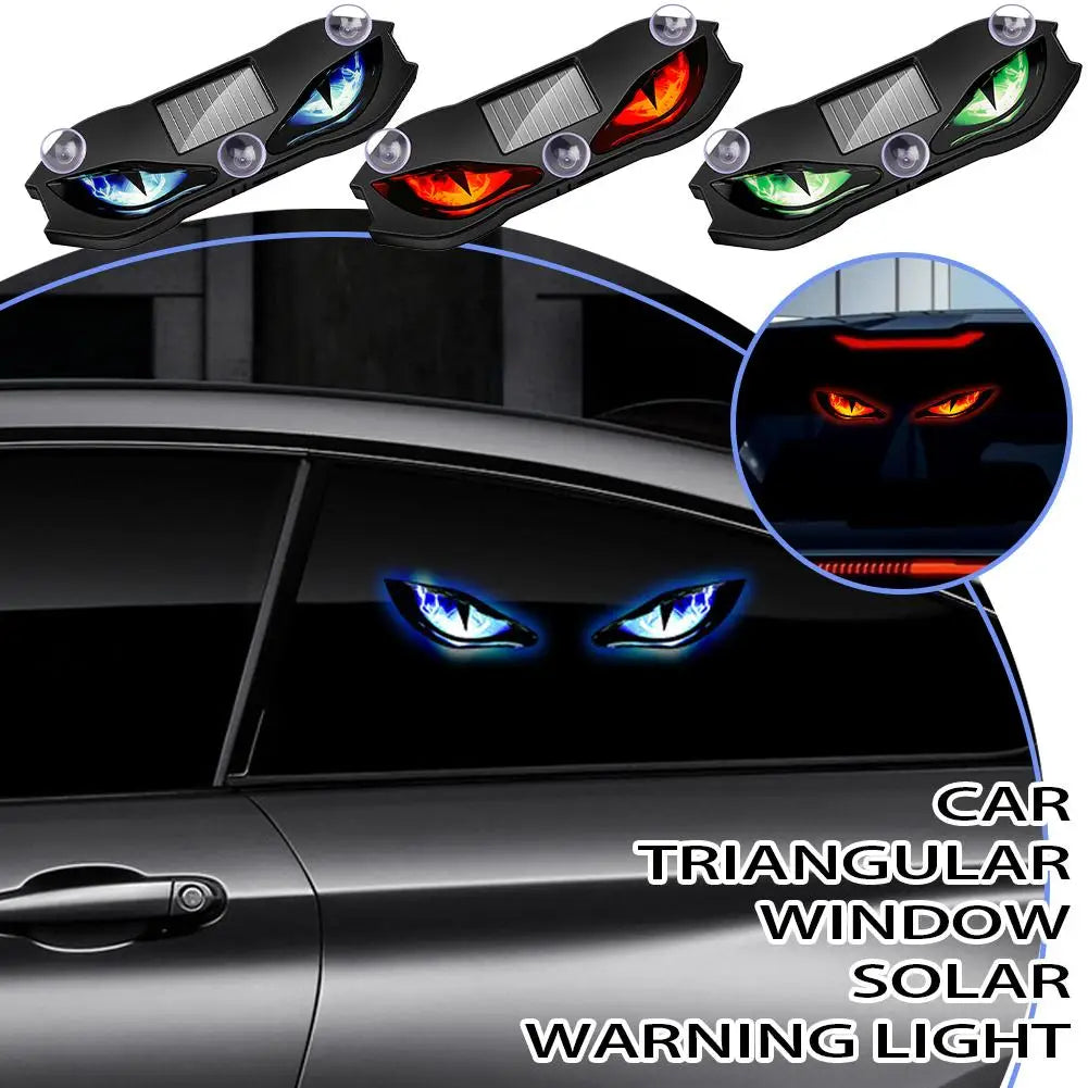 Universal Solar Powered Demon Eye Warning Light Dynamic Flashing Car Safety Signal Lamp Rear Windshield Decoration Light Zpaxo