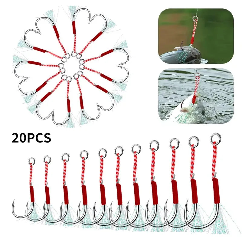Carbon Steel Barbed Single Jig Hooks – Thread Feather Fishing Lure