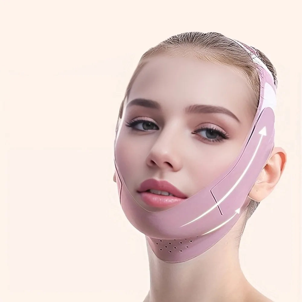 Portable Adjustable Face Lifting Belt Breathable V Shaped Lift Band Zpaxo Purple