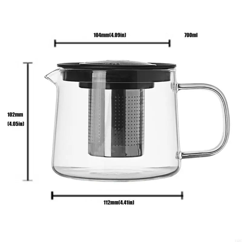 Permanent Borosilicate Glass Teapot With Clear Observability For Tisane Ceremony Observation Transportable Structure Exemplary Zpaxo 700ml CN