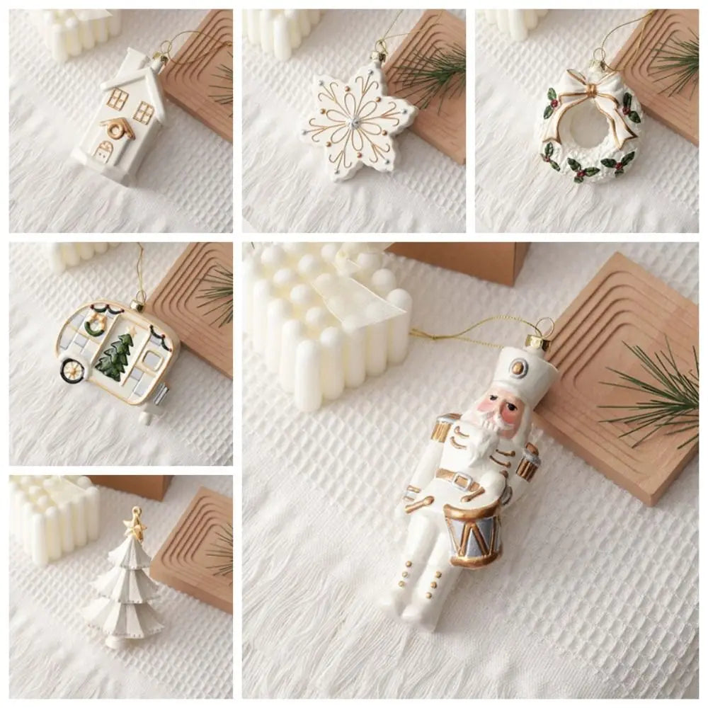 PVC Christmas Hanging Ornament House Snowflake Xmas Pendant Donut Handmade Christmas Tree Decoration Doorway Zpaxo