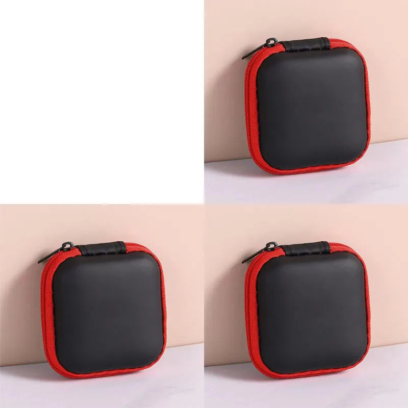 Mini Square Earphone & USB Cable Storage Pouch – 1/2/3 Pack