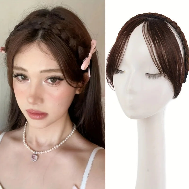 Vintage Braided Wig Headband Multifunctional Cute Hairband Women's