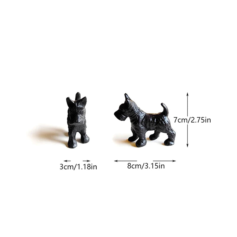 1Pcs Cast Iron Schnauzer Dog Figurine Anime Themed Multipurpose Room Decor Paperweight For Study Indoor Ornament Zpaxo