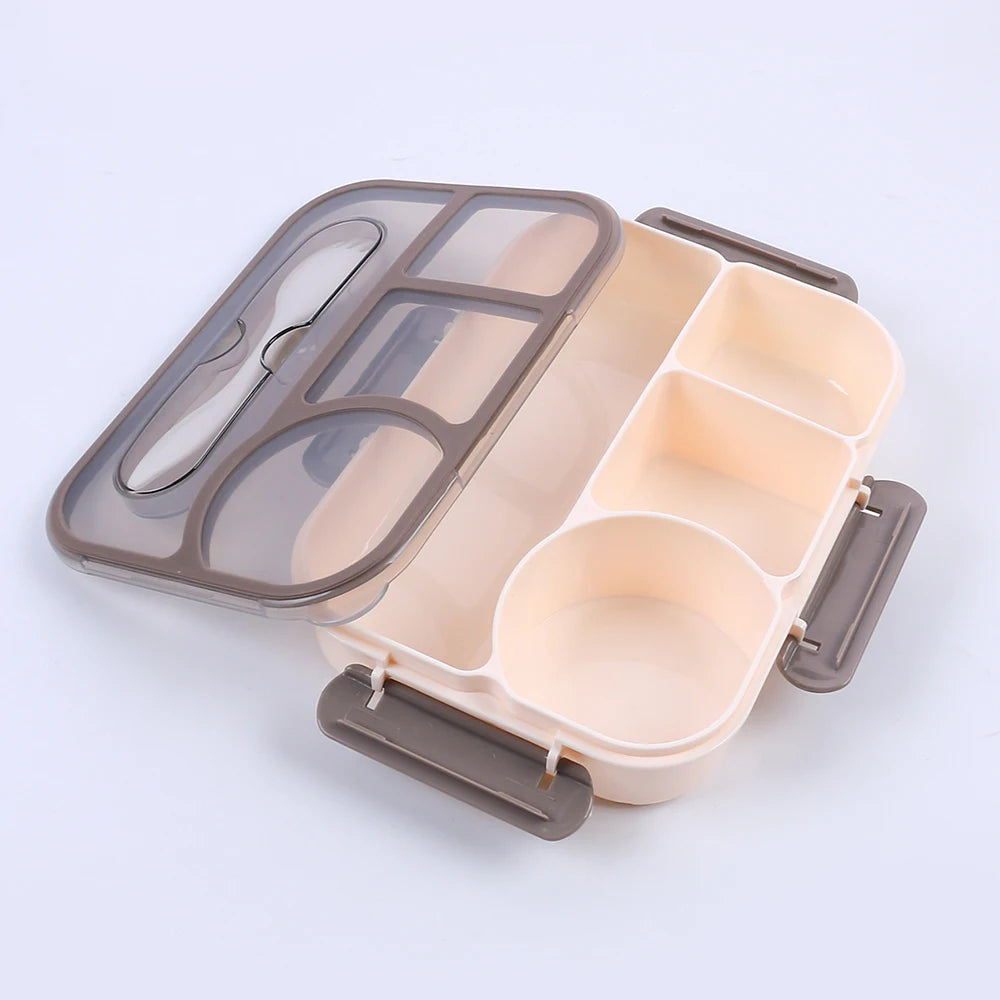 Lunch Box Bento Box 4 Compartment with Utensils Leakproof Portable Food Storage Snack Container for Work Home Zpaxo
