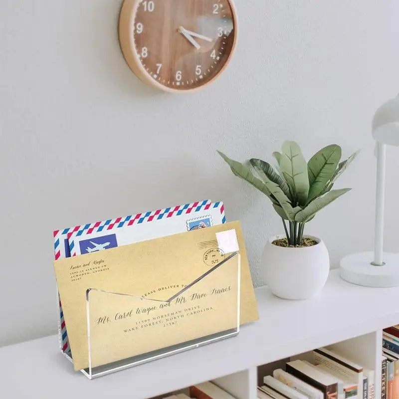 Acrylic Mail Holder Organizer Countertop Letter Desk Envelope Sorter