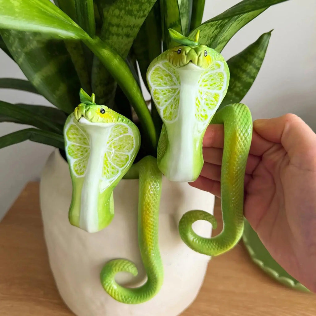 Plant Decorations Pots Resin Lime Green Snake Shape Decorative
