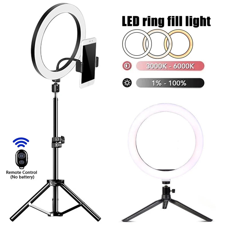 LED Selfie Ring Lamp Photographic Lighting USB Remote Fill Light