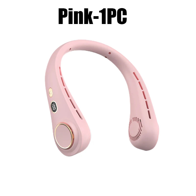 Mini Neck Fan Portable USB Rechargeable Long Standby Hands-free Zpaxo Pink 1PC