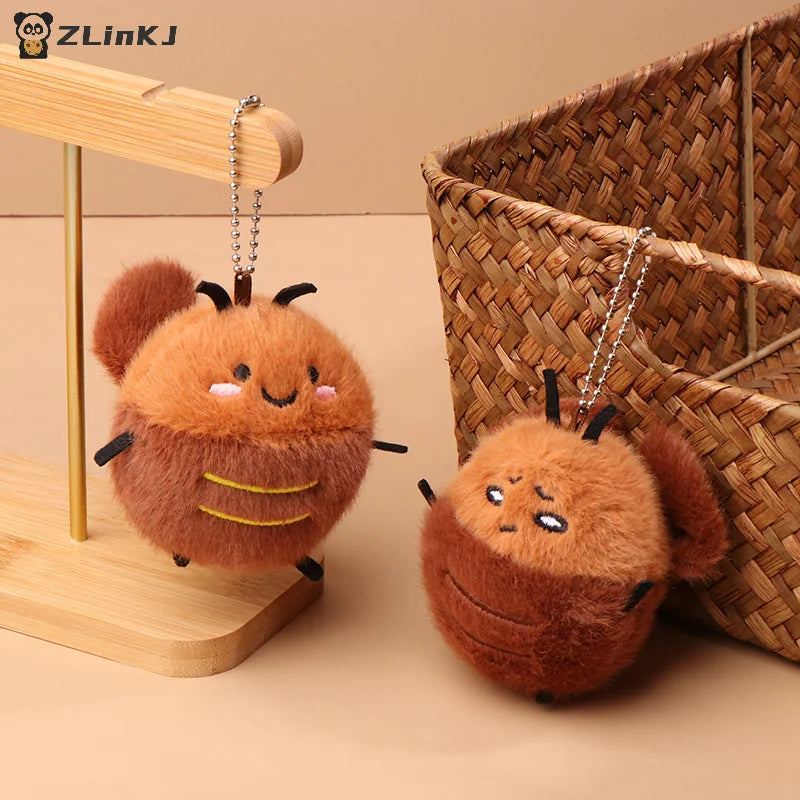▶1Pcs Stuffed Animal Car Key Holder Cute Cockroach Plush Keychain Backpack Pendant Stuffed Doll Decoration For Students Zpaxo