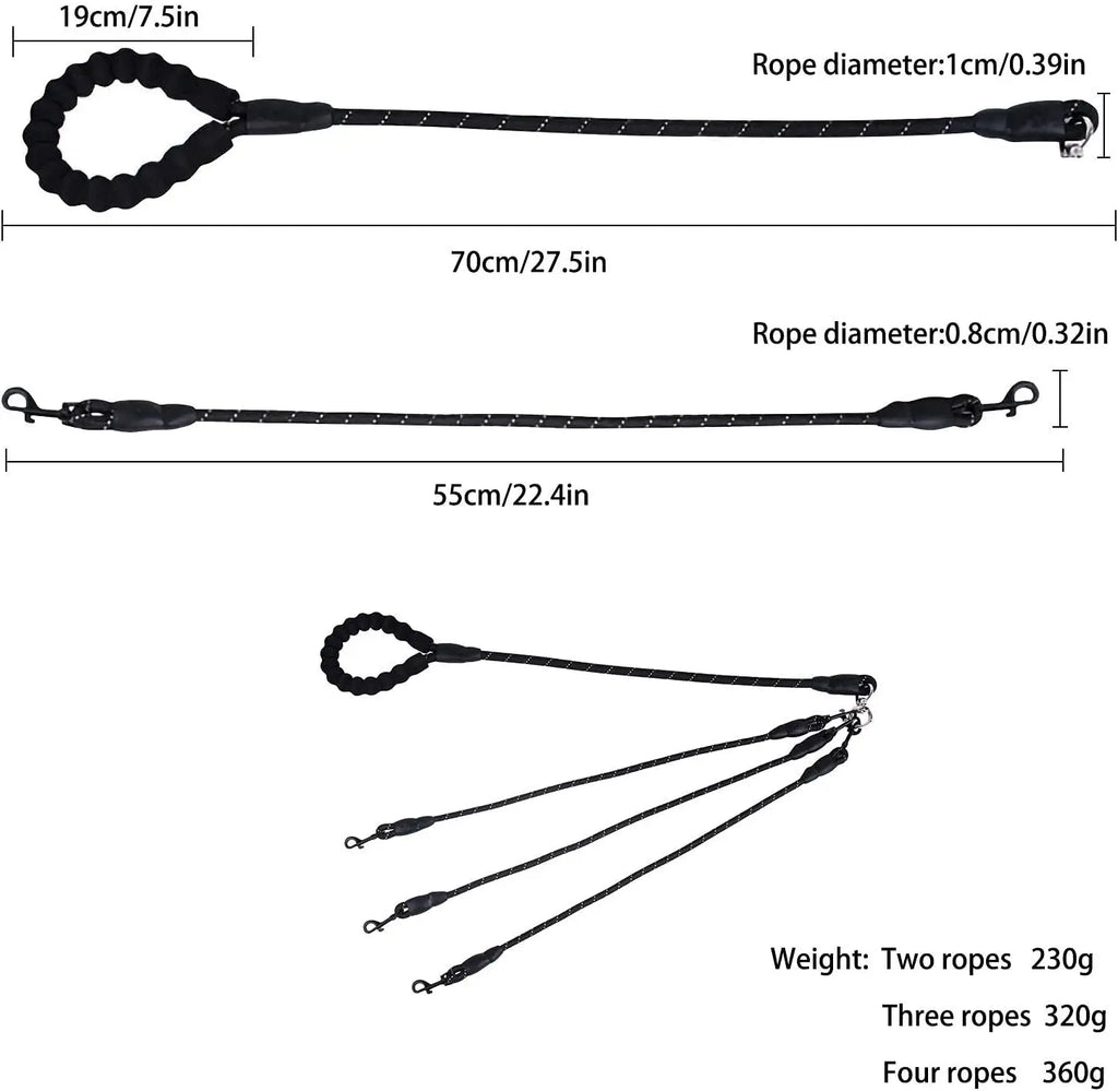 4-Dog Tangle-Free Leash – Detachable Lines & Comfort Grip