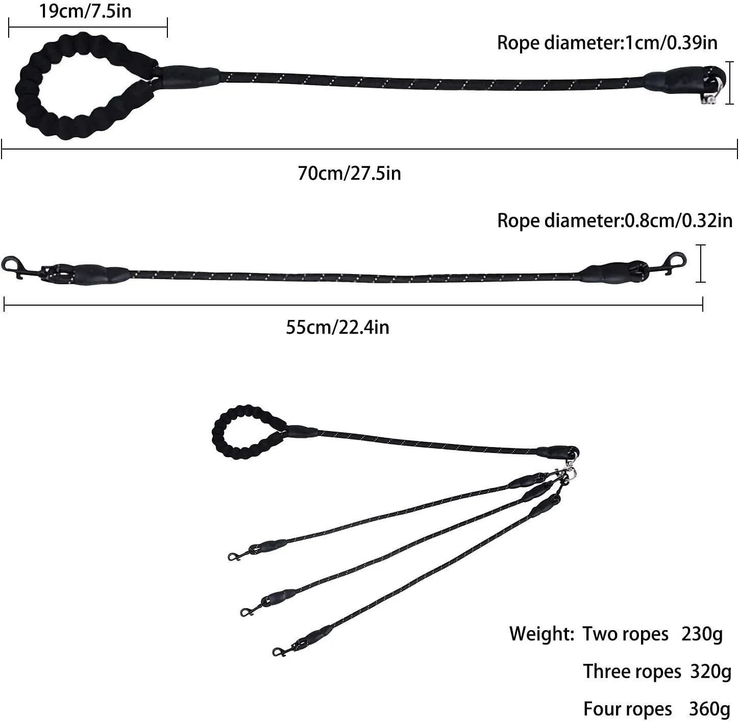 4-Dog Tangle-Free Leash – Detachable Lines & Comfort Grip
