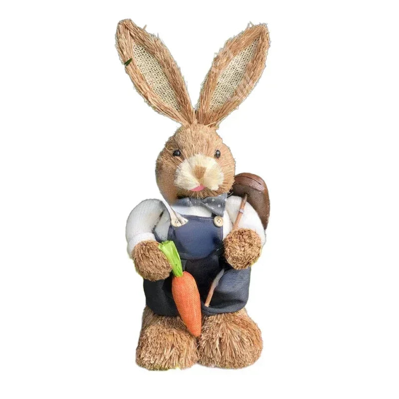 Easter Bunny Handwoven Grass Rabbit Decoration Cute Craft Home Decor