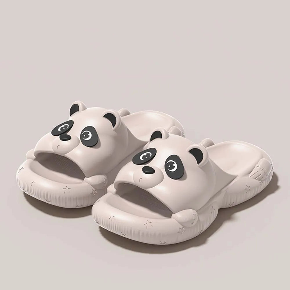 Summer Unisex Cute Cartoon Bear Open Toe Slides EVA Thick Platform