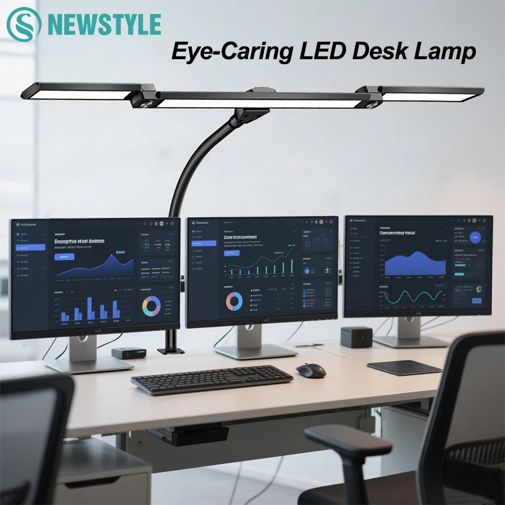 3-Head 16W LED Desk Lamp for Home Office Eye Caring Architect Desk Light 5 Color 10 Leves Dimming Computer Monitor Table Light Zpaxo