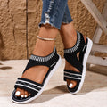 Lightweight Women Sandals Open Toe Wedge Ladies 2025 Summer Mesh Zpaxo black 41