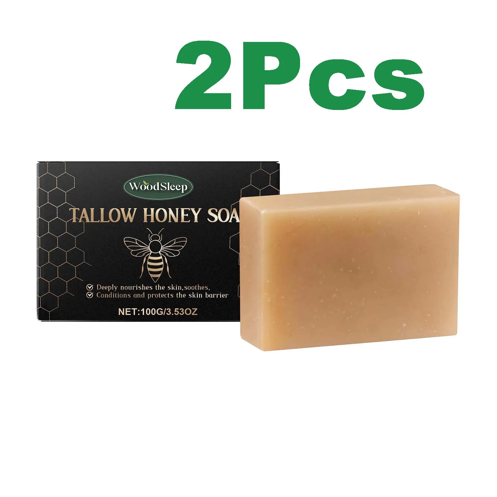 Hoygi Tallow & Honey Soap Bar – Face & Body Moisturizing Cleanser Facial Bar Soap Zpaxo 2 x 100g Boxed