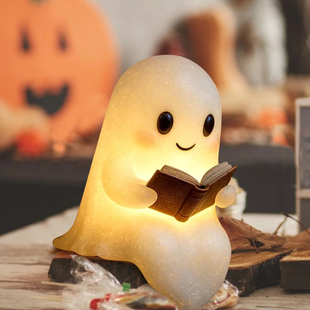 1 LED Cute Ghost Reading Book Lamp Halloween Night Light Decor