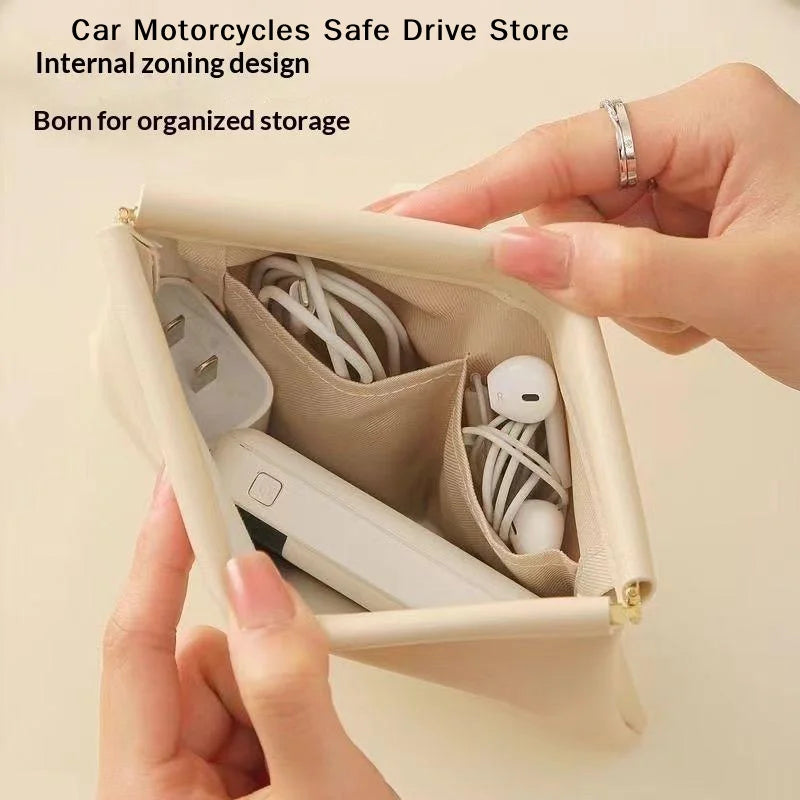 MStorage Bag Automatic Closure Wired Headphone Storage PU Coin Purse