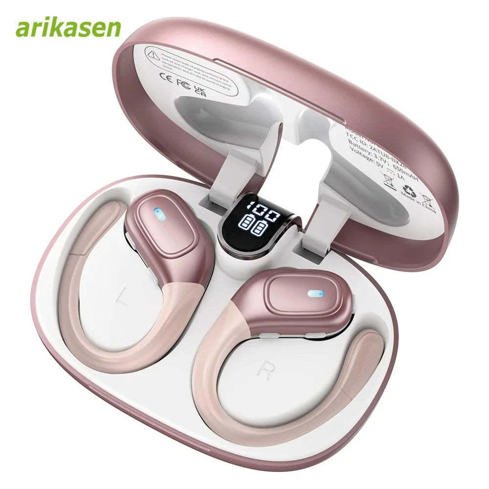 Bluetooth Headphones TWS Wireless Earbuds Over-ear Earpieces Mics LED