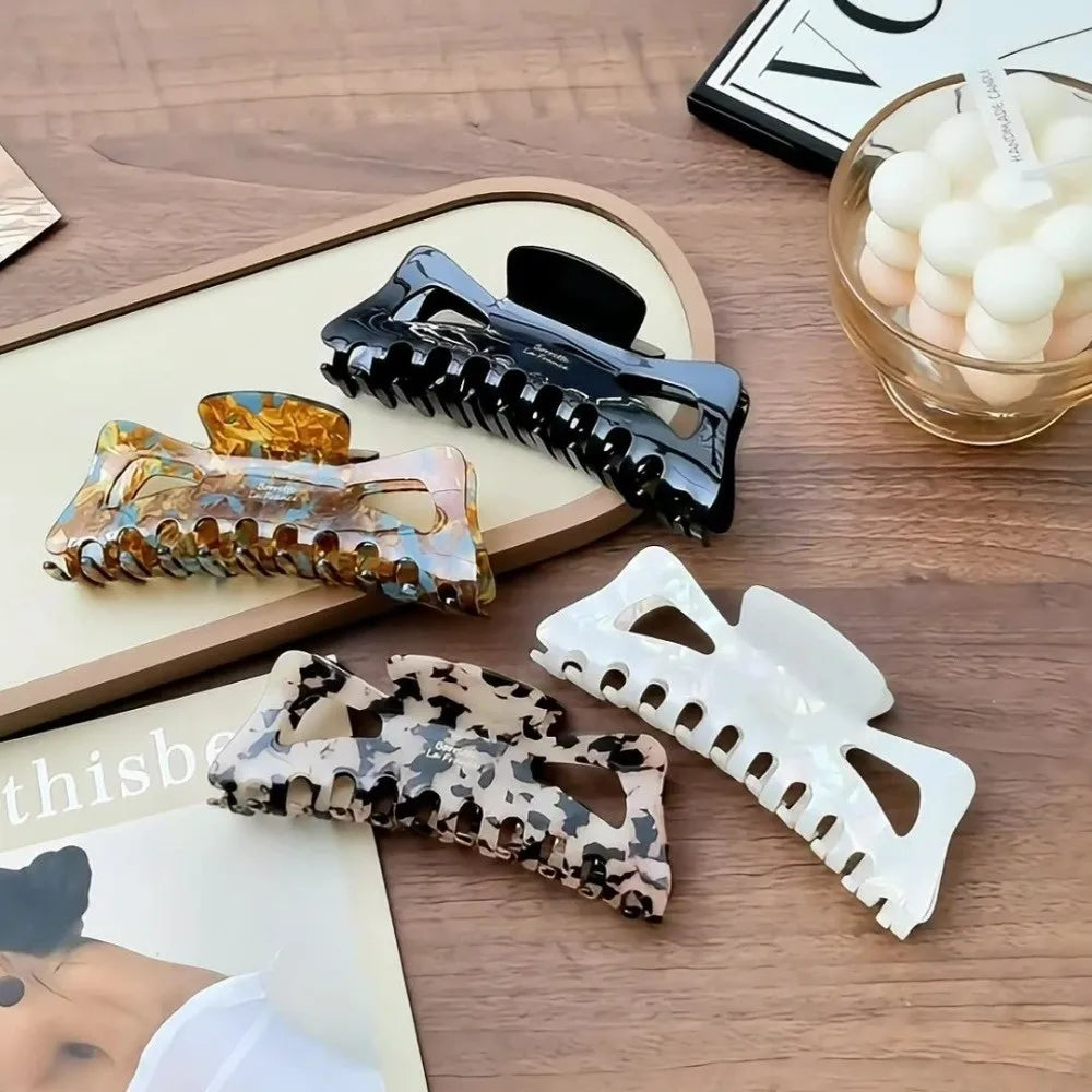 Retro Imitation Acetate Large Size Hair Clip Solid Vintage Matte Strong Hold French Style Bun Hair Clip Elegant Shark Clip Zpaxo