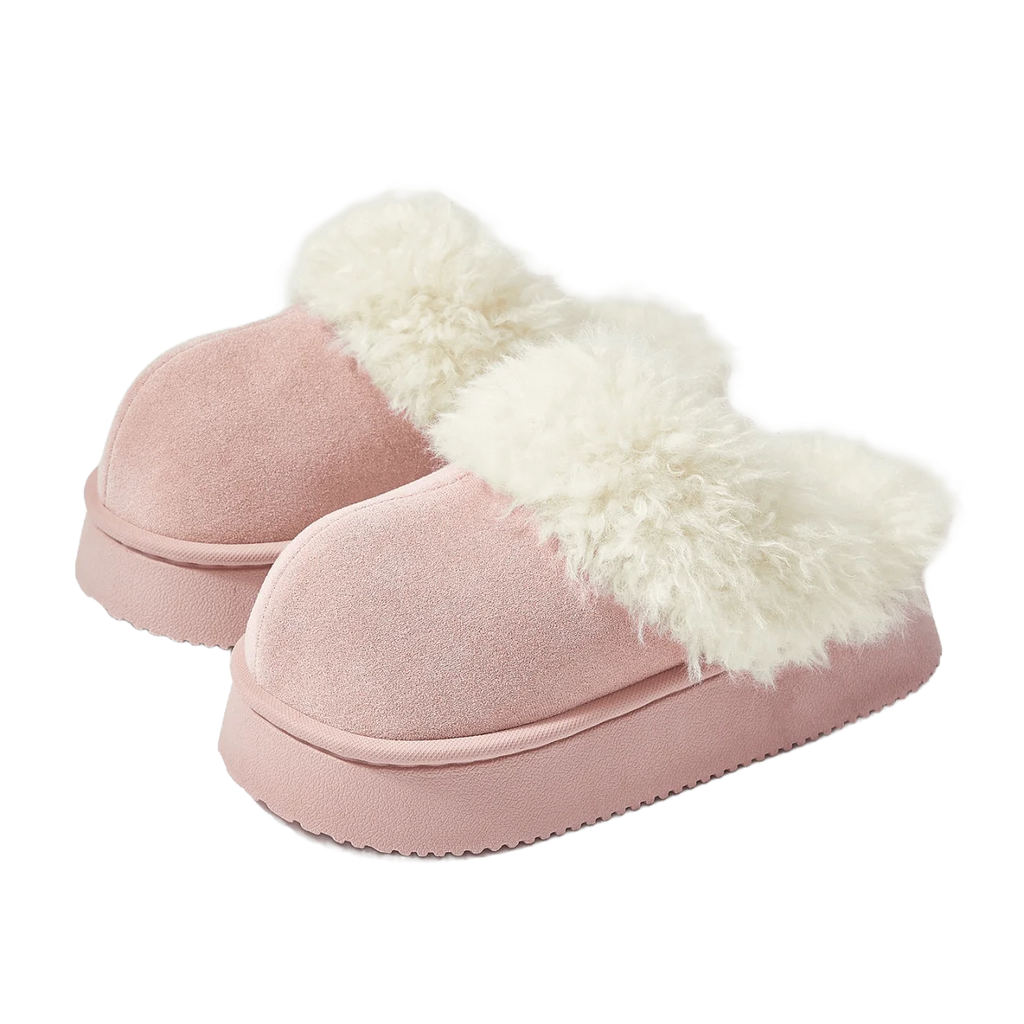 Sole Fluffy Bedroom Slides Winter Fuzzy Shoes Warm Cotton Slipper Women Warm Women House Slippers Indoor Non-slip Thick Shoes Zpaxo Pink 40-41