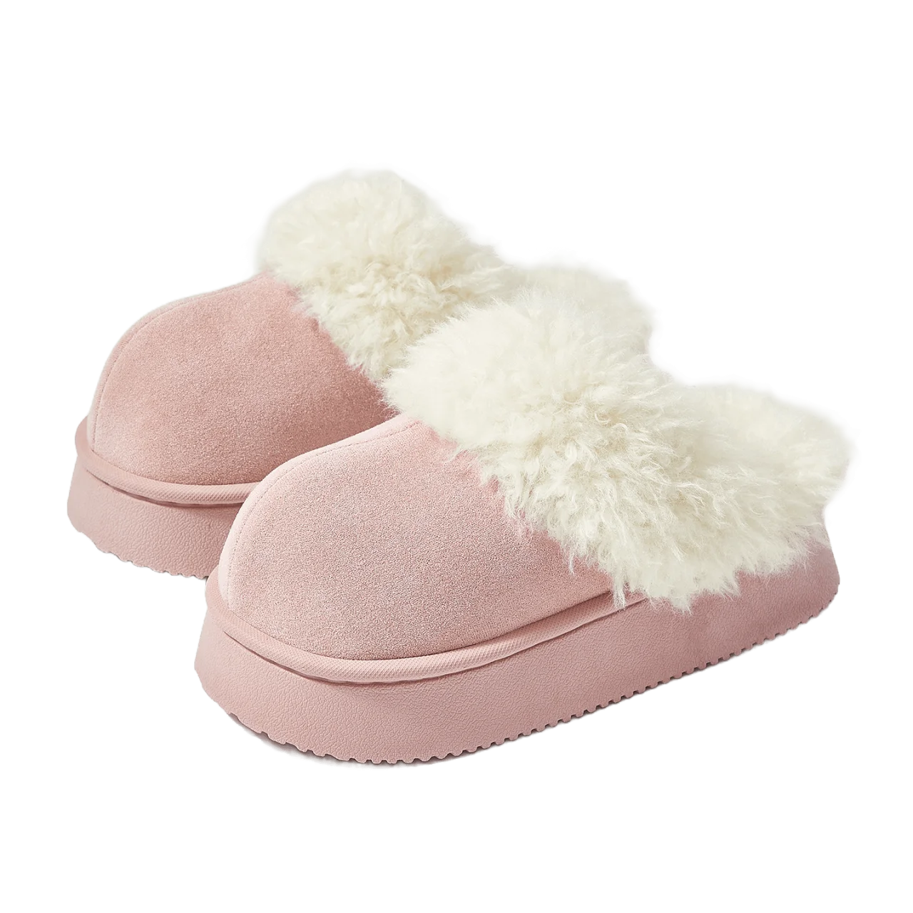Sole Fluffy Bedroom Slides Winter Fuzzy Shoes Warm Cotton Slipper Women Warm Women House Slippers Indoor Non-slip Thick Shoes Zpaxo Pink 40-41