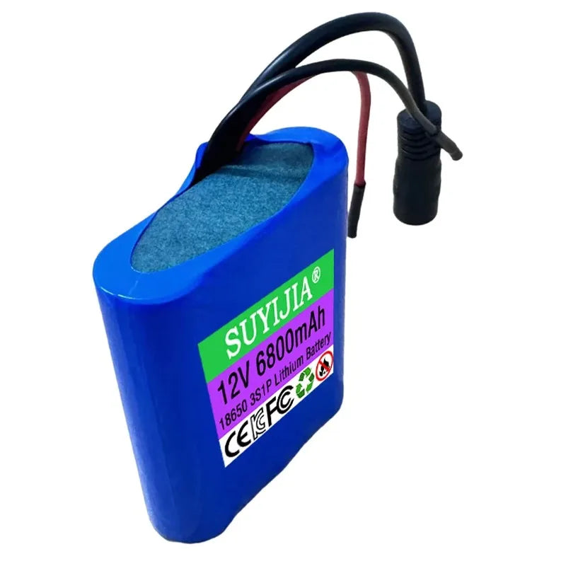 Upgraded 3S1P 12V 6800mAh Battery Pack with protective plate12V 6.8Ah 18650 Lithium ion DC 12.6V Rechargeable Battery+Charger Zpaxo