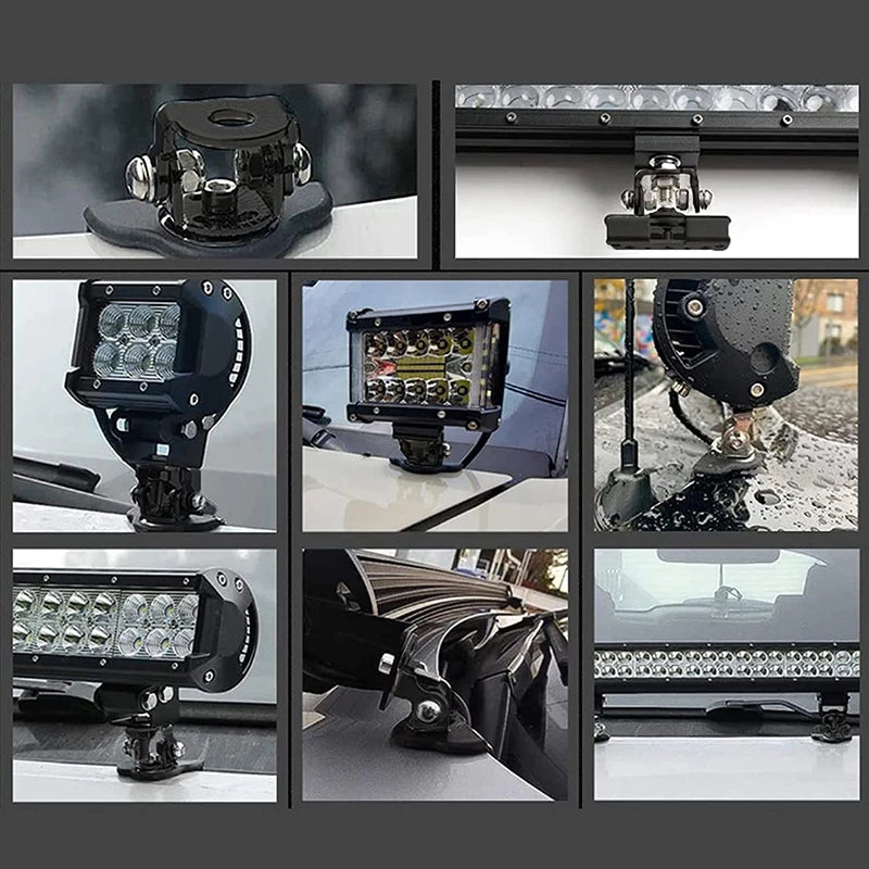 1 Car LED Light Bar Mounting Bracket Work Clamp Holder Hood Fog Lamp