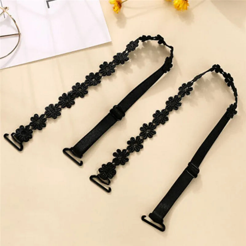Women Elastic Bra Strap Accessories Floral Lace Anti-slip Adjustable
