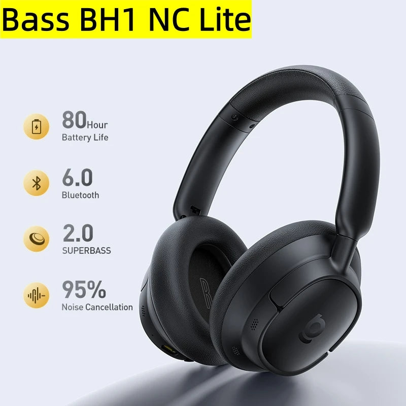 Baseus Bass EH10 NC Wireless Headphones Bluetooth 6 0 Noise Canceling Zpaxo BH1 NC Lite Black China Mainland