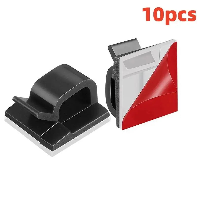 10/20/50PCS USB Charging Data Line Bobbin Winder Cable Organizer Clips Wire Winder Holder Protector Cable Management Adhesive Zpaxo 10PCS-Black