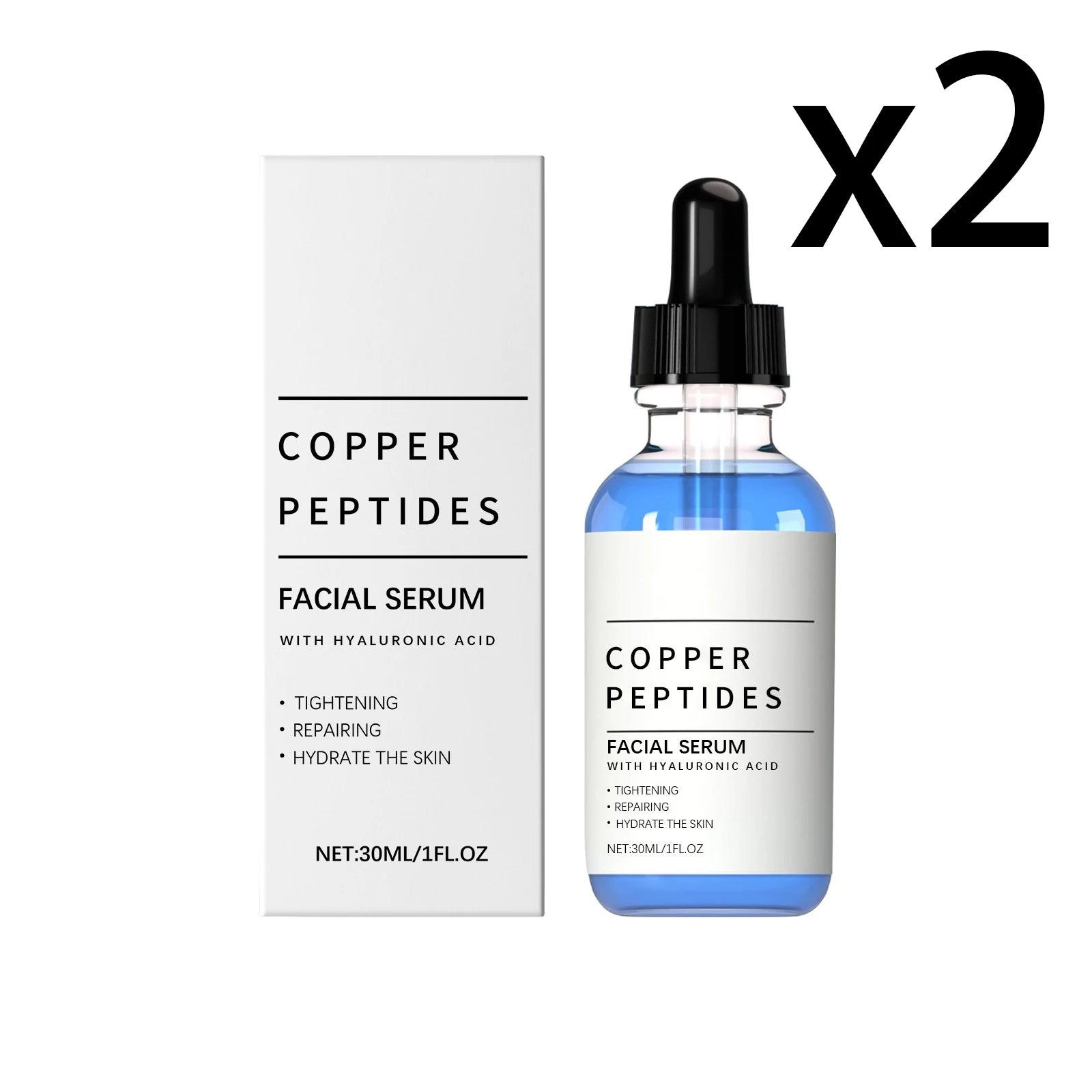 Copper Peptide Serum – Anti-Wrinkle, Firming & Hyaluronic Acid Face Serum Zpaxo 2x30ml