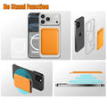 Phone Card Wallet Magnetic Holder Card Binder Luxury Leather Card Holder Phone Wallet Card Bag PU Leather Shockproof Back Cover Zpaxo Orange-1pcs