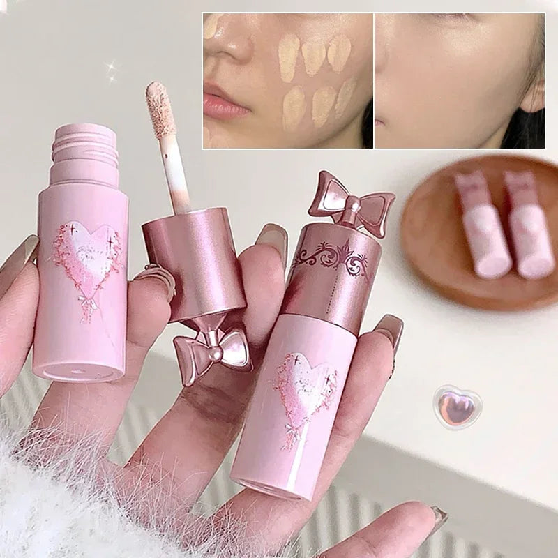 Pink Brightening Liquid Concealer Waterproof Oil Control Moisturizing Concealer Coverage Pores Dark Circles Foundation Cream Zpaxo