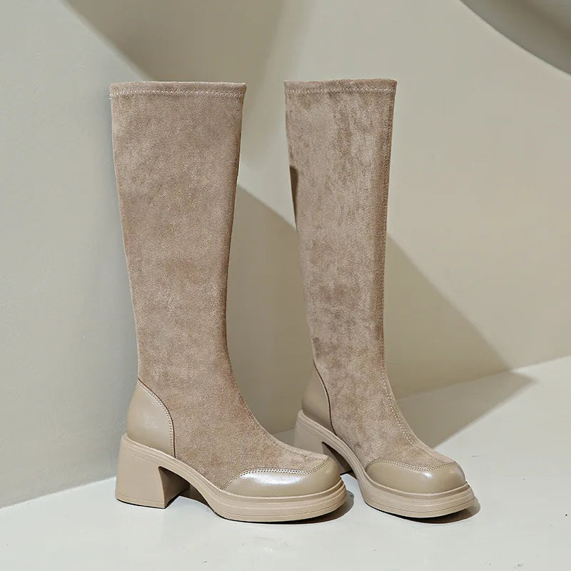 CINESSD 2023 Autumn Winter British Knight Boots French Elastic Zpaxo