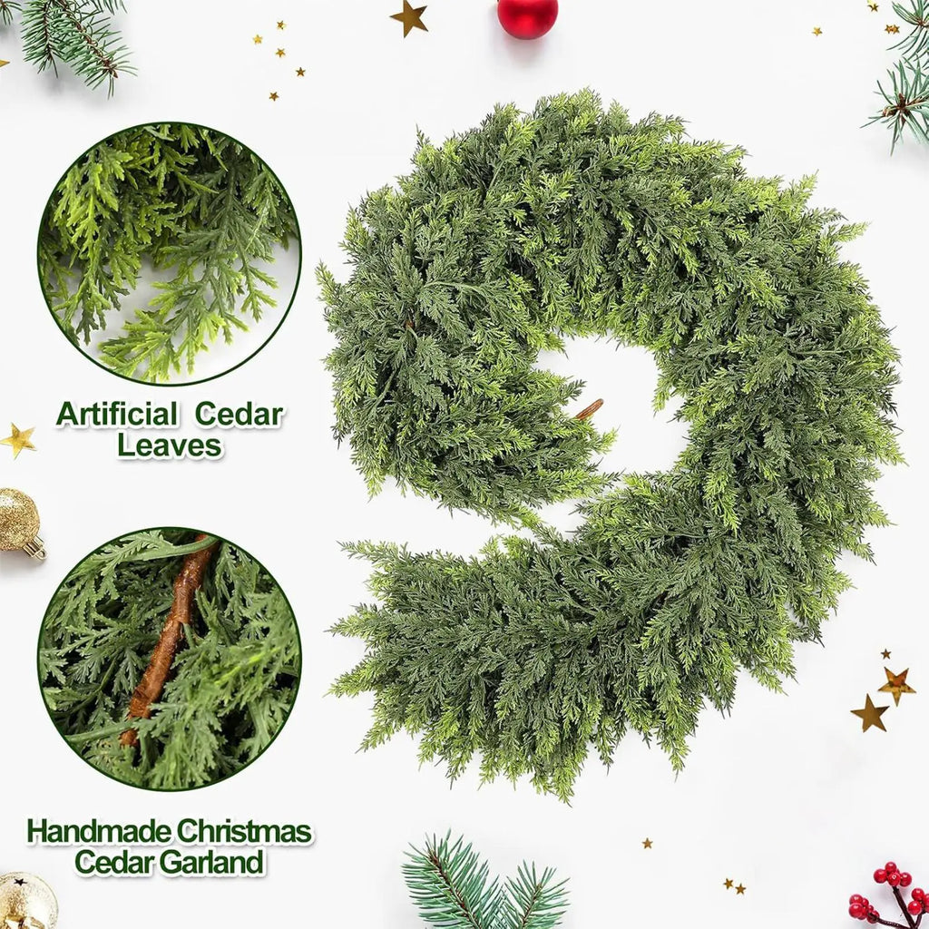 Christmas Garland Artificial Cedar Pine Realistic Foliage Winter