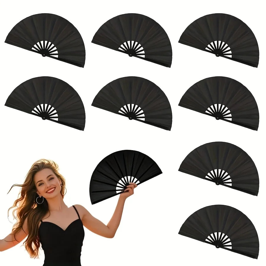 Chinese Folding Fan Hand Silk Cloth Wooden Bamboo Antiquity DIY