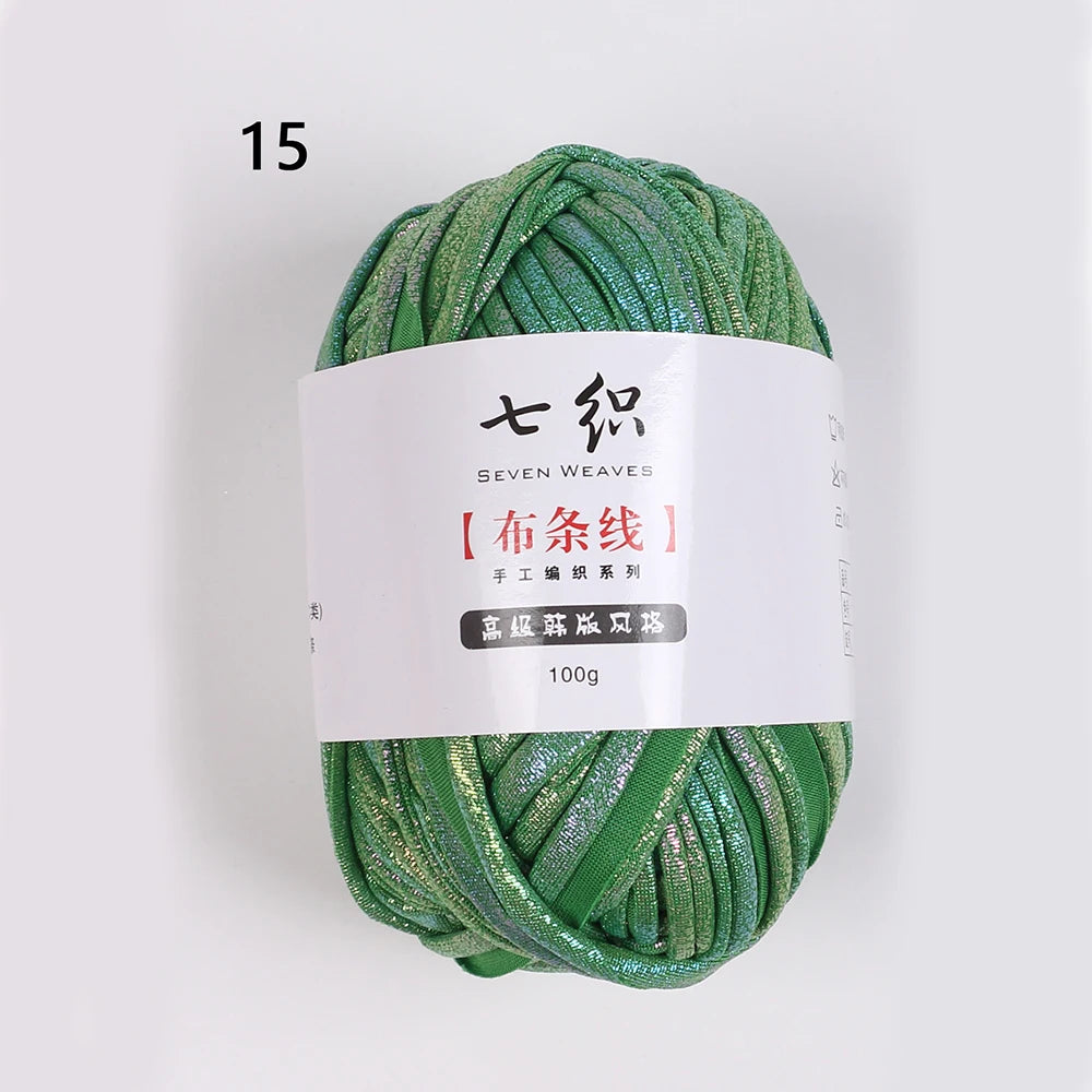 100g/Roll Metallic Crochet Yarn Imitation Leather Shiny Crochet Yarn Fabric Yarn for Knitting T-Shirt Bag Craft Zpaxo Dark green